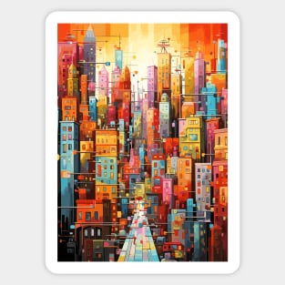 Colorful Dream World Cityscape Abstract Art Sticker